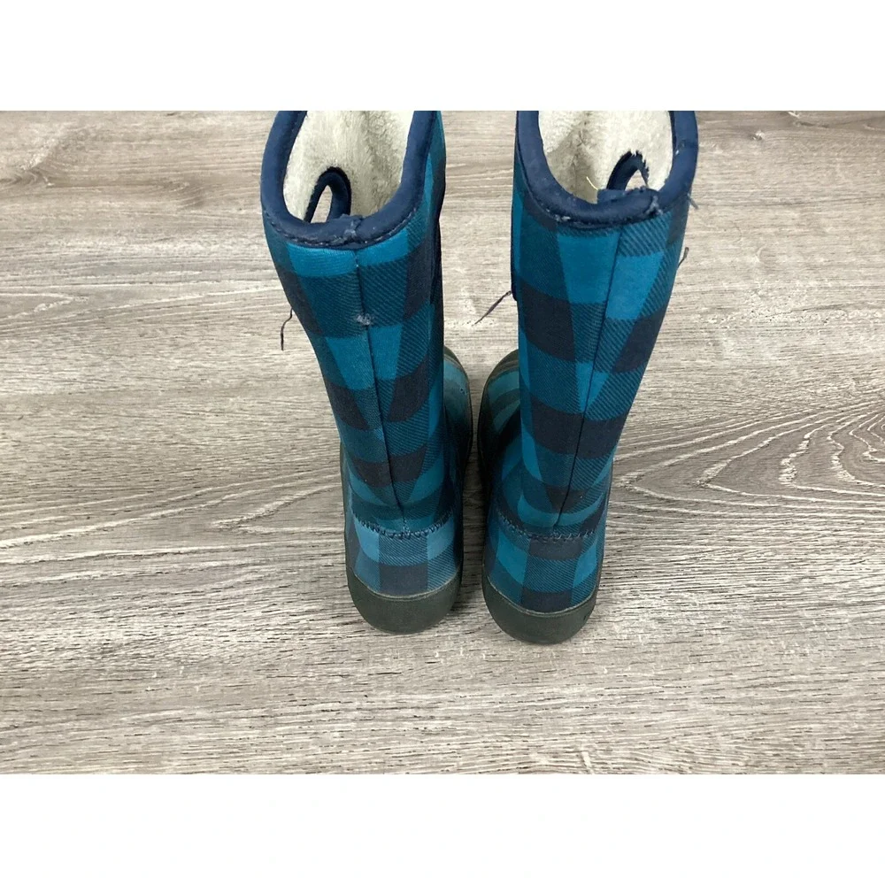 Bogs Summit Buff Blue Black Plaid Boots Youth Size 10 Winter Boots 71678